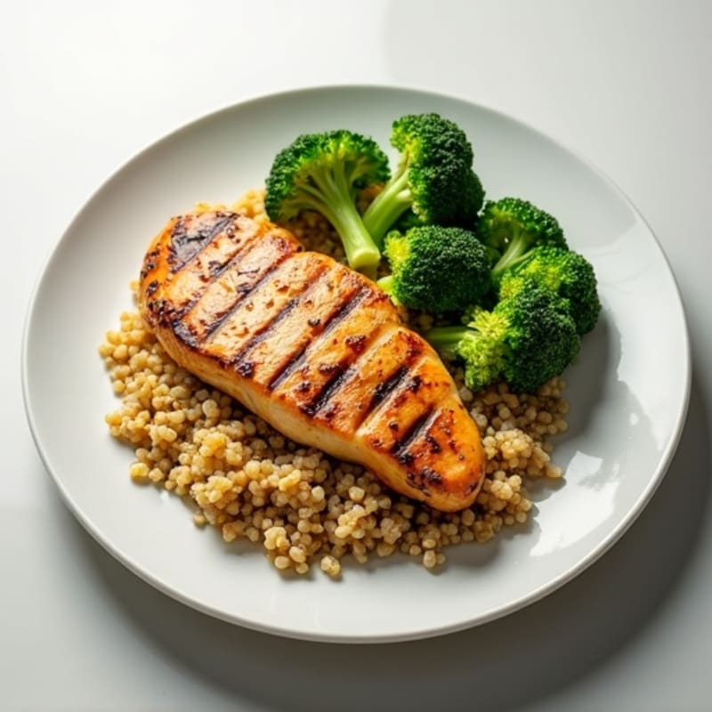 Grilled Chicken Breast with Quinoa and Steamed Broccoli