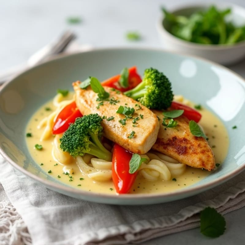 Creamy Coconut Chicken Green Curry with Fresh Vegetables