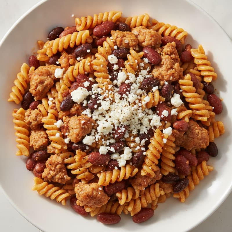 Turkey, Bean, and Feta Pasta Plate