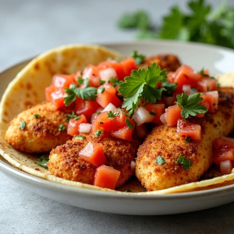 Crispy Baked Chicken and Tortilla Skillet with Fresh Salsa Roja