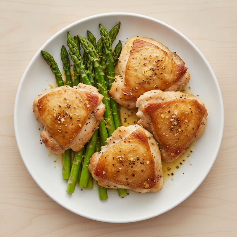 Pan-Seared Chicken Thighs with Roasted Asparagus