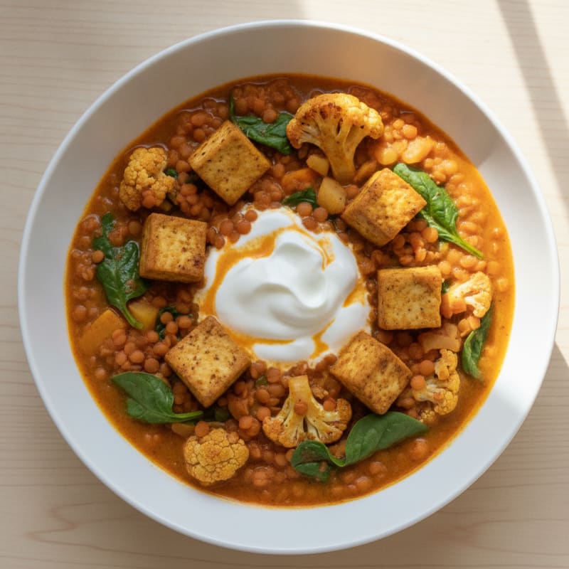 Lentil and Vegetable Curry Bowl