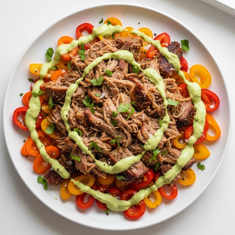 Smoky Pulled Pork Nachos with Zesty Avocado Crema