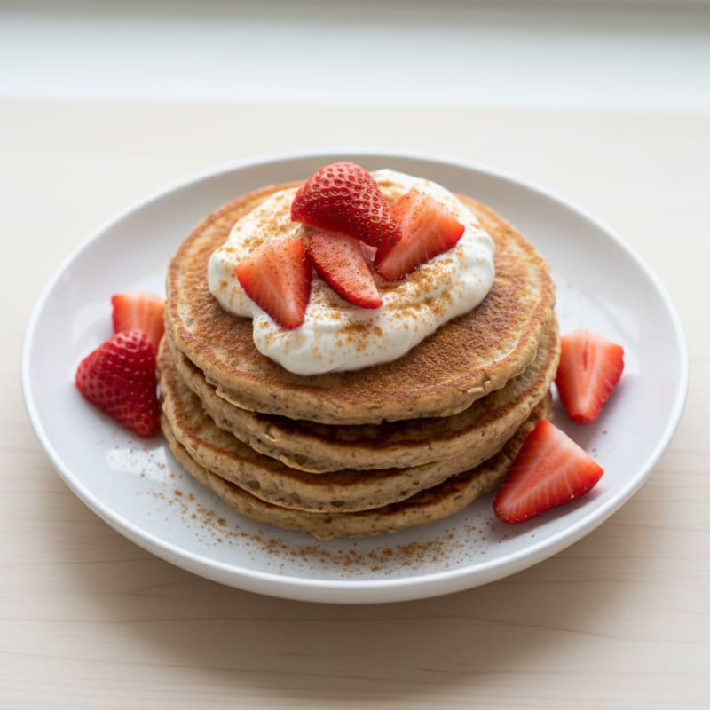 Strawberry Protein Pancakes with Greek Yogurt