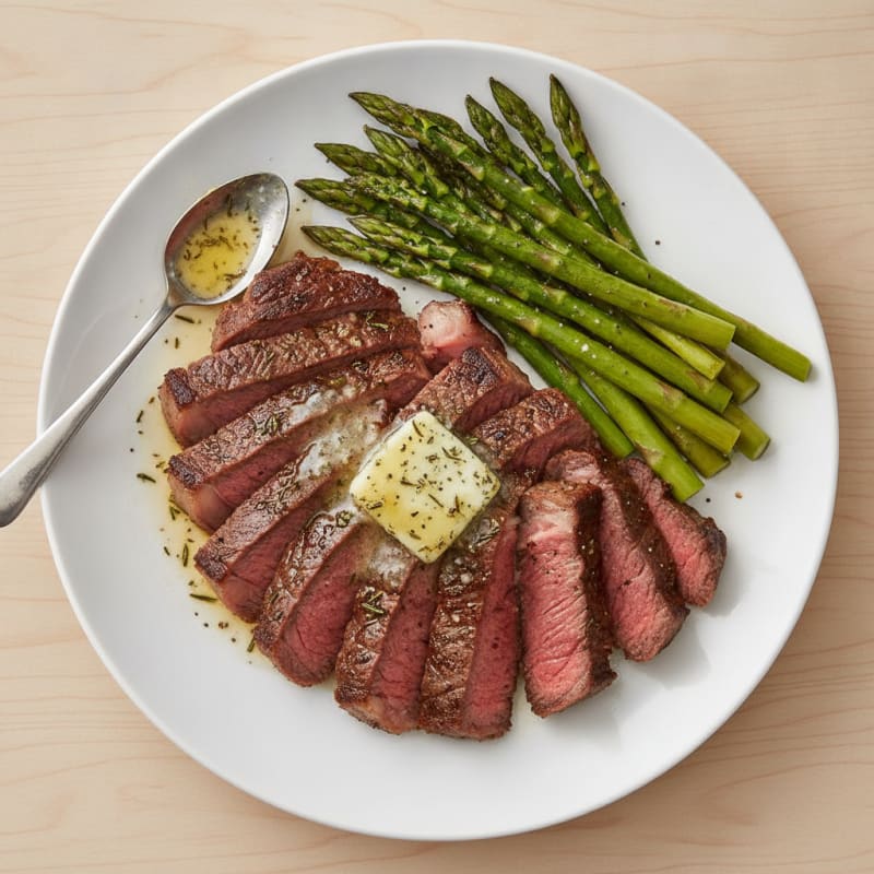 Pan-Seared Flank Steak with Garlic Butter