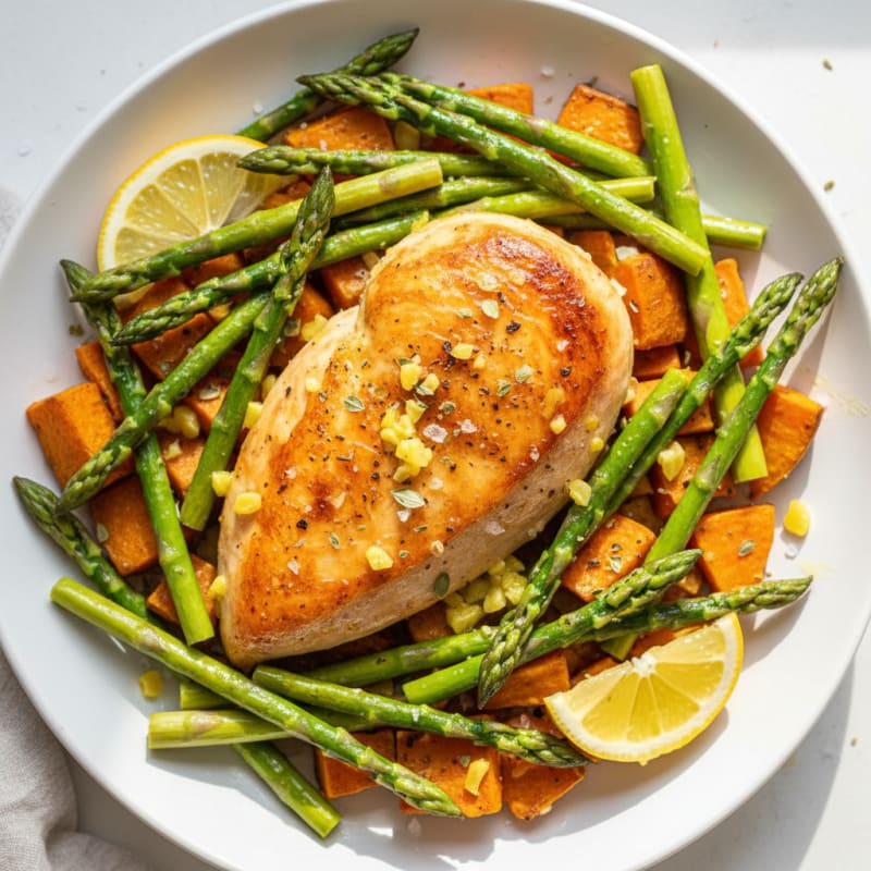 Lemon-Herb Roasted Chicken with Asparagus