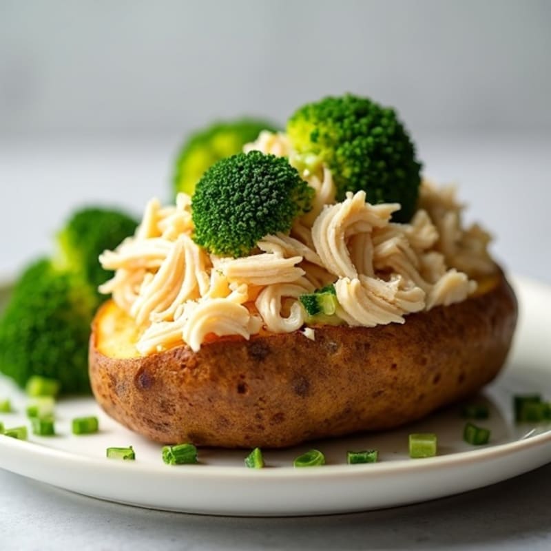 Shredded Chicken and Steamed Broccoli Baked Potato