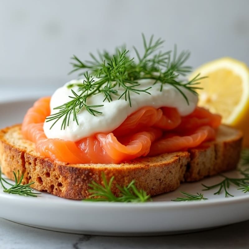 Smoked Salmon with Creamy Dill Spread and Crispy Whole Grain Toast