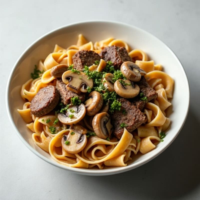 Lean Beef with Creamy Mushroom Noodles