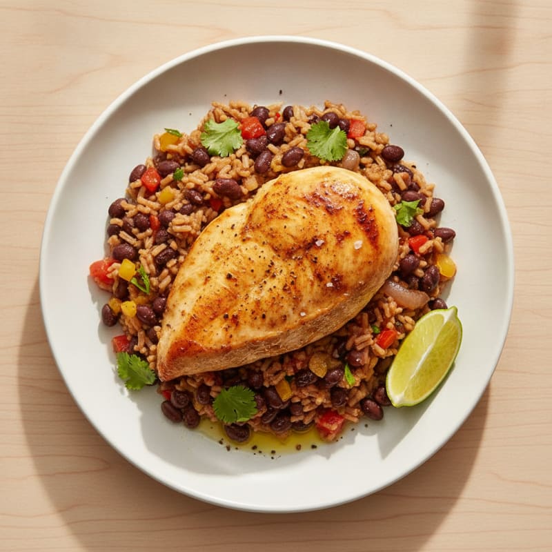 Roasted Chicken with Rice and Beans