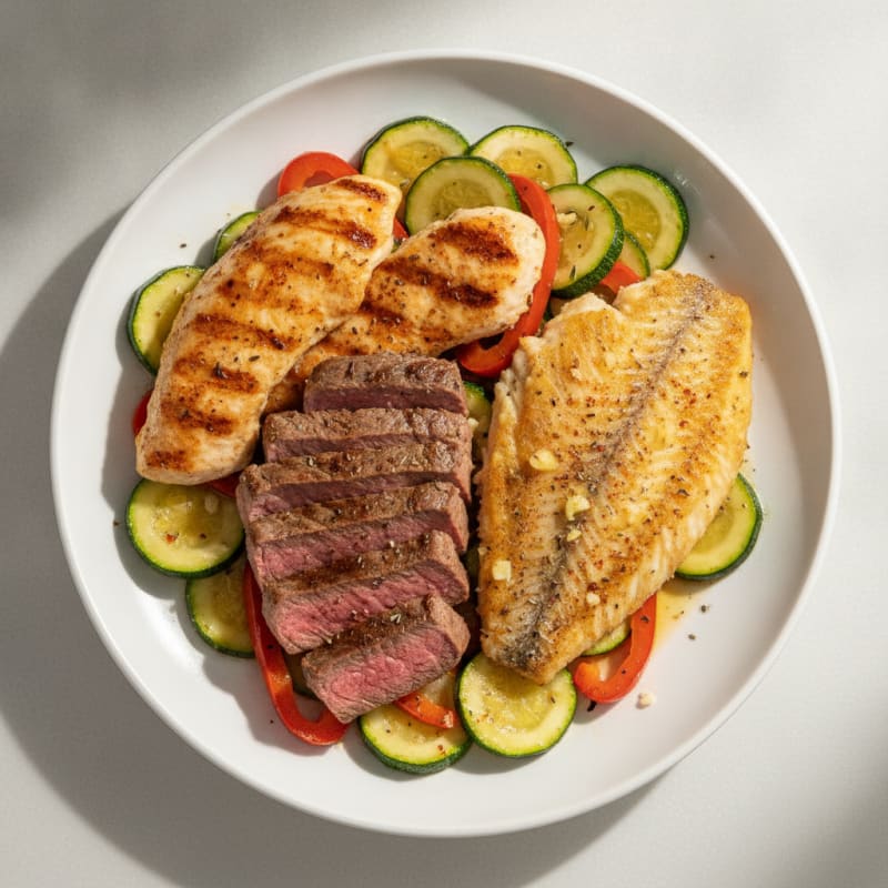Pan-Seared Triple Protein Medley