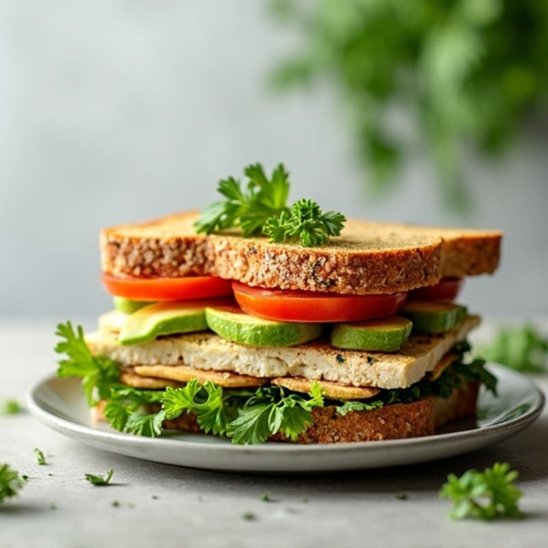 Herb-Crusted Turkey and Avocado Club with Fresh Greens