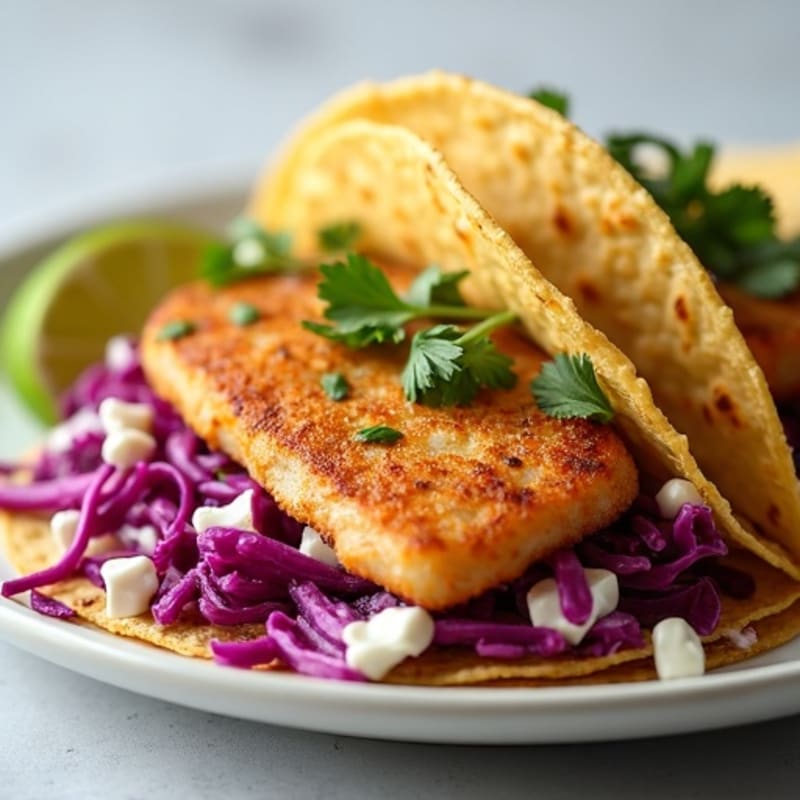 Crispy Pan-Seared Fish Tacos with Fresh Cabbage Slaw