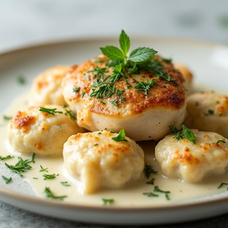 Lightened-Up Creamy Chicken and Herb Dumplings