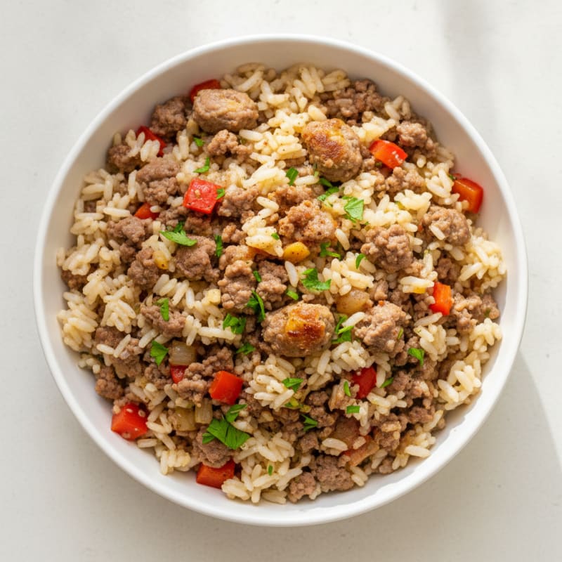 Ground Beef and White Rice Skillet
