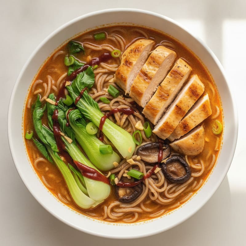 Spicy Sriracha Chicken Ramen Soup