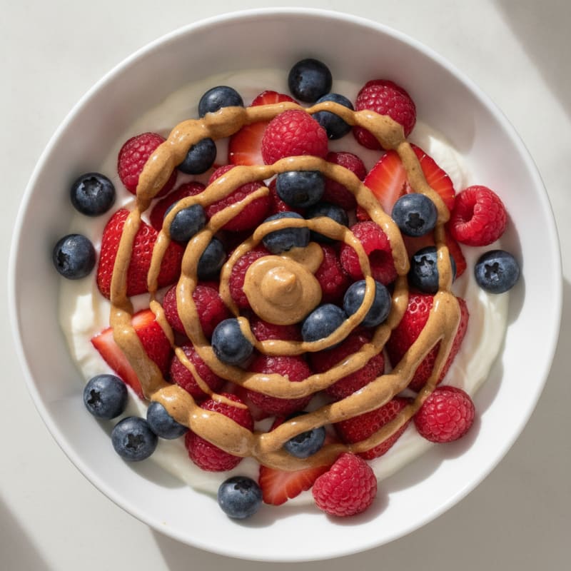 Greek Yogurt Protein Bowl with Mixed Berries and Almond Butter