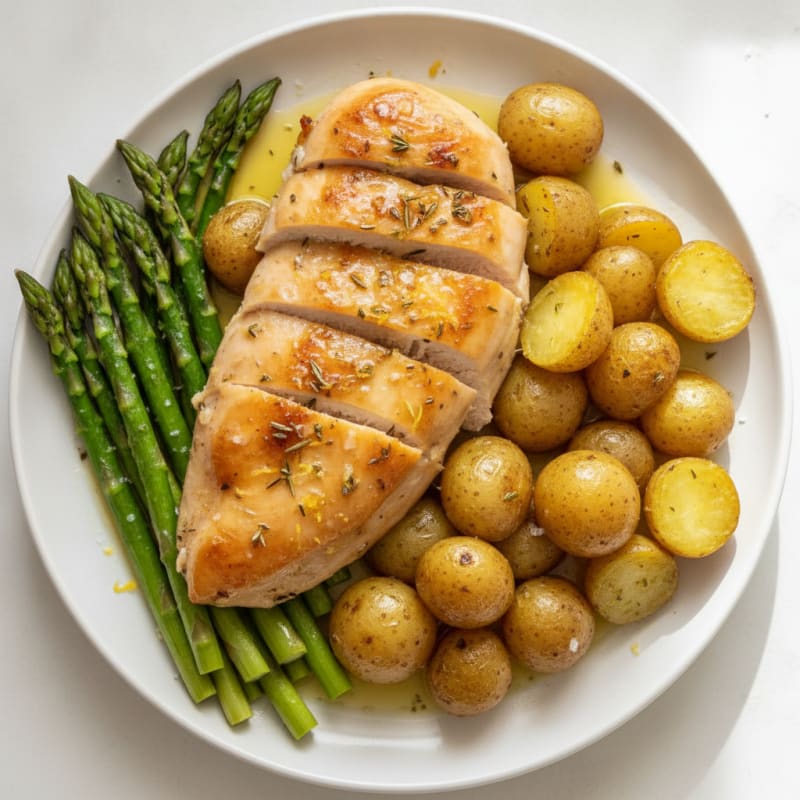 Lemon Herb Roasted Chicken with Asparagus