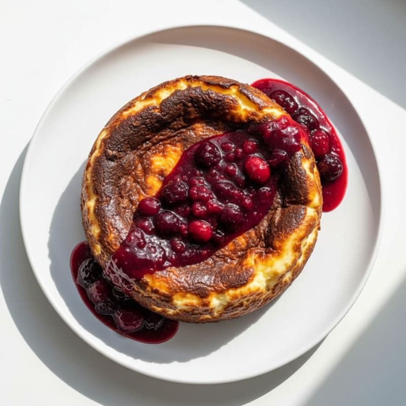 Basque Burnt Cheesecake with Berry Coulis
