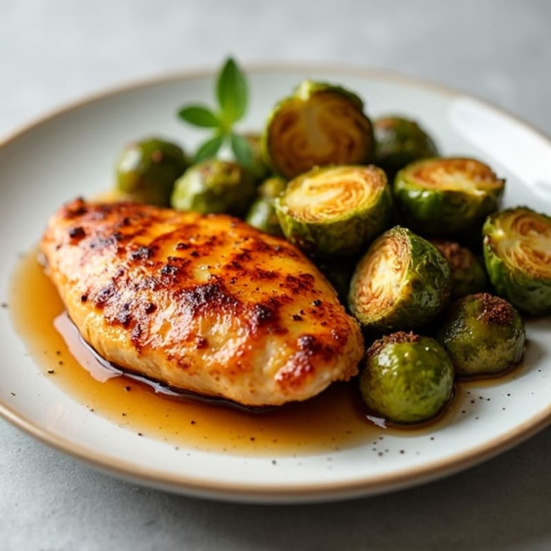Maple Glazed Chicken with Crispy Roasted Brussels Sprouts