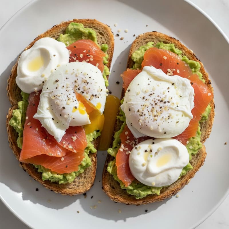 High-Protein Avocado Toast with Poached Eggs