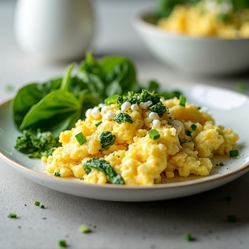 Creamy Herb Scrambled Eggs with Spinach and Feta