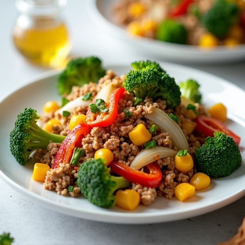 Lean Ground Turkey and Crispy Roasted Broccoli Skillet