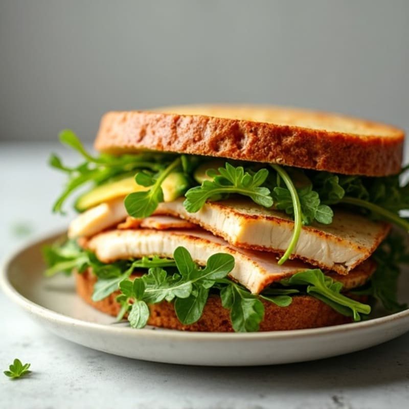 Grilled Turkey and Avocado Sandwich with Arugula