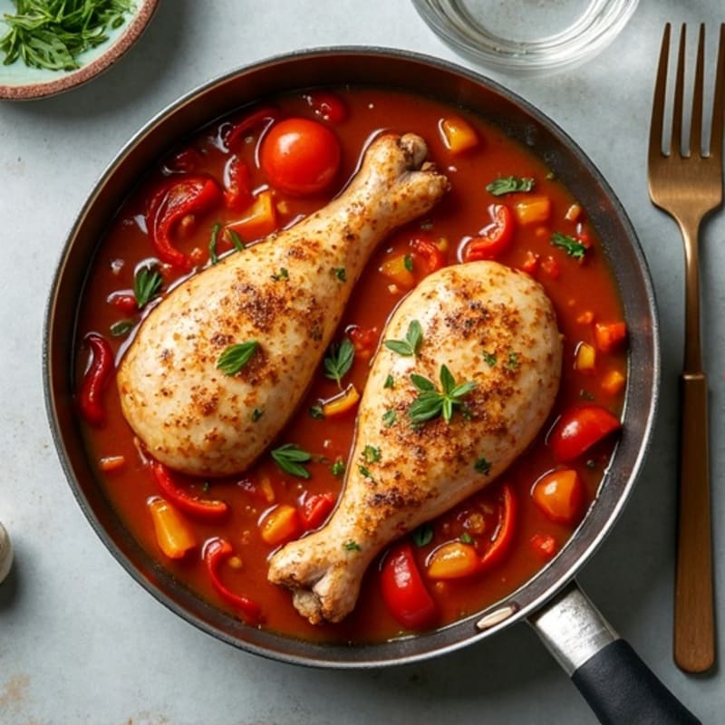 Saucy Skillet Chicken with Bell Peppers and Tomatoes