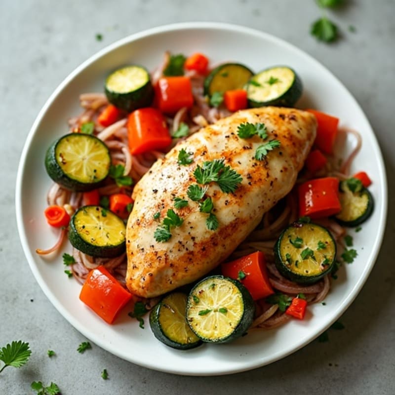 Sheet Pan Chicken and Roasted Veggies with Lime Cilantro Dressing