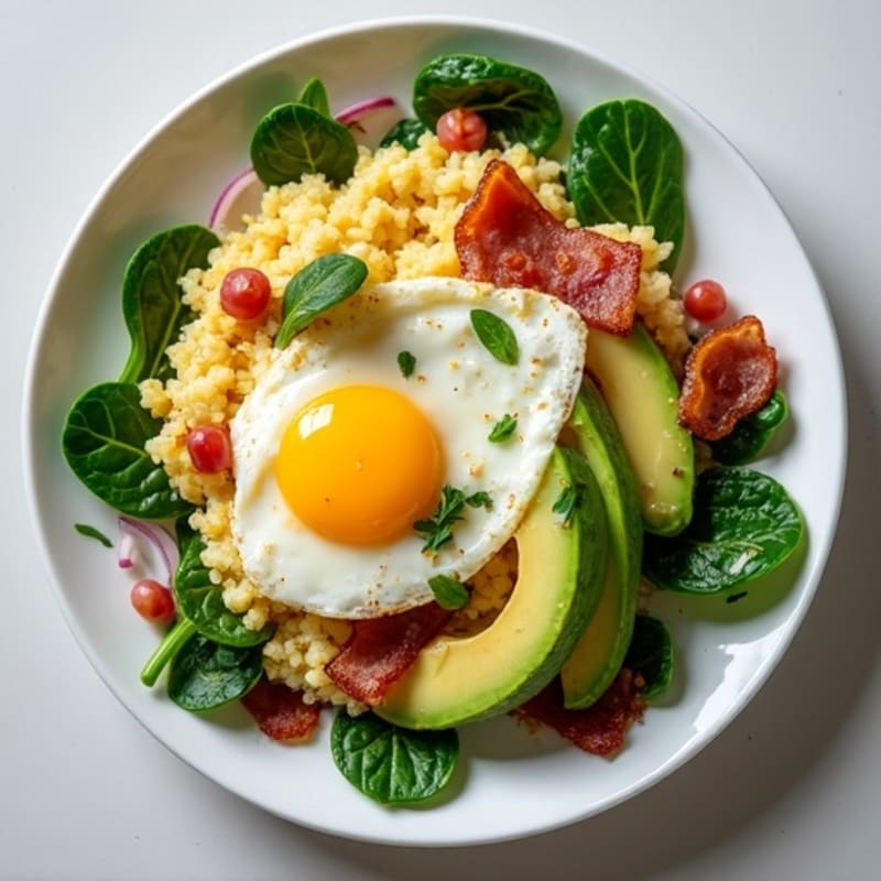 Egg White Scramble with Spinach and Turkey Bacon