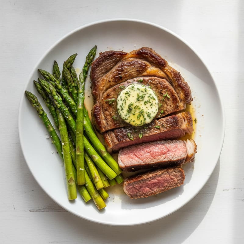 Pan-Seared Ribeye with Garlic Herb Butter