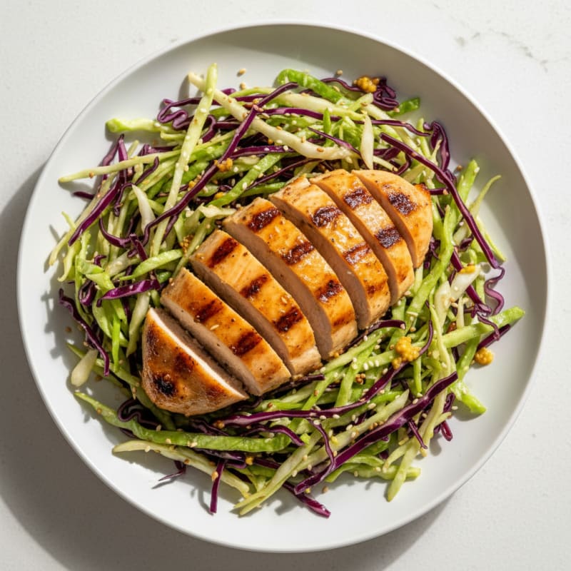 Grilled Chicken Breast with Crunchy Cabbage Slaw