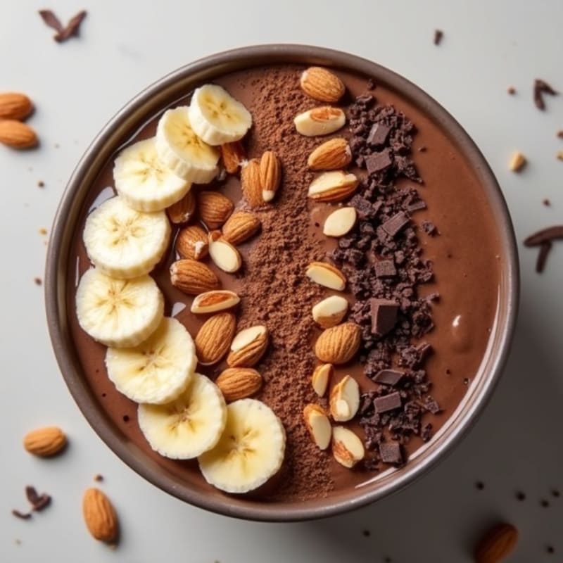 Creamy Dark Chocolate Almond Protein Smoothie Bowl