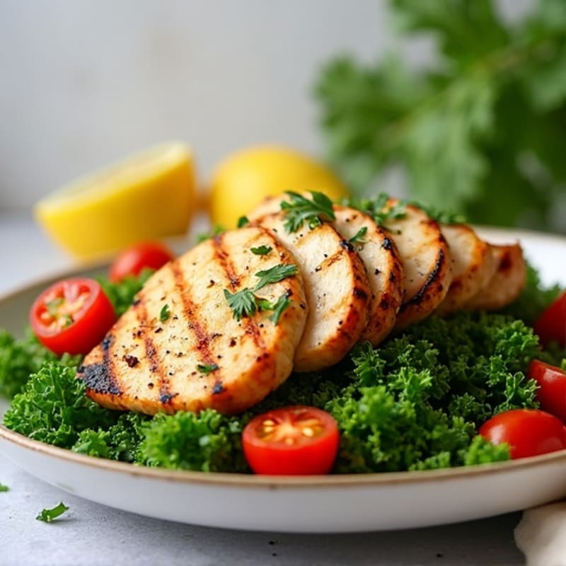 Grilled Chicken Breast with Crunchy Kale Salad