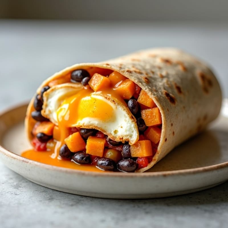 Hearty Egg, Black Bean, and Sweet Potato Breakfast Burrito