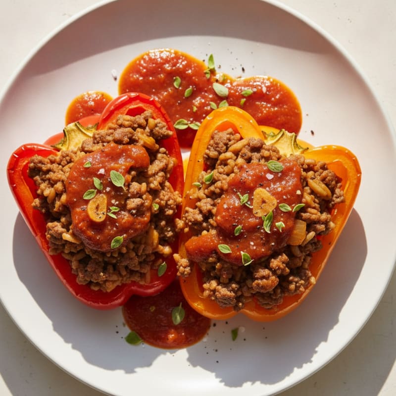Beef and Rice Stuffed Bell Peppers