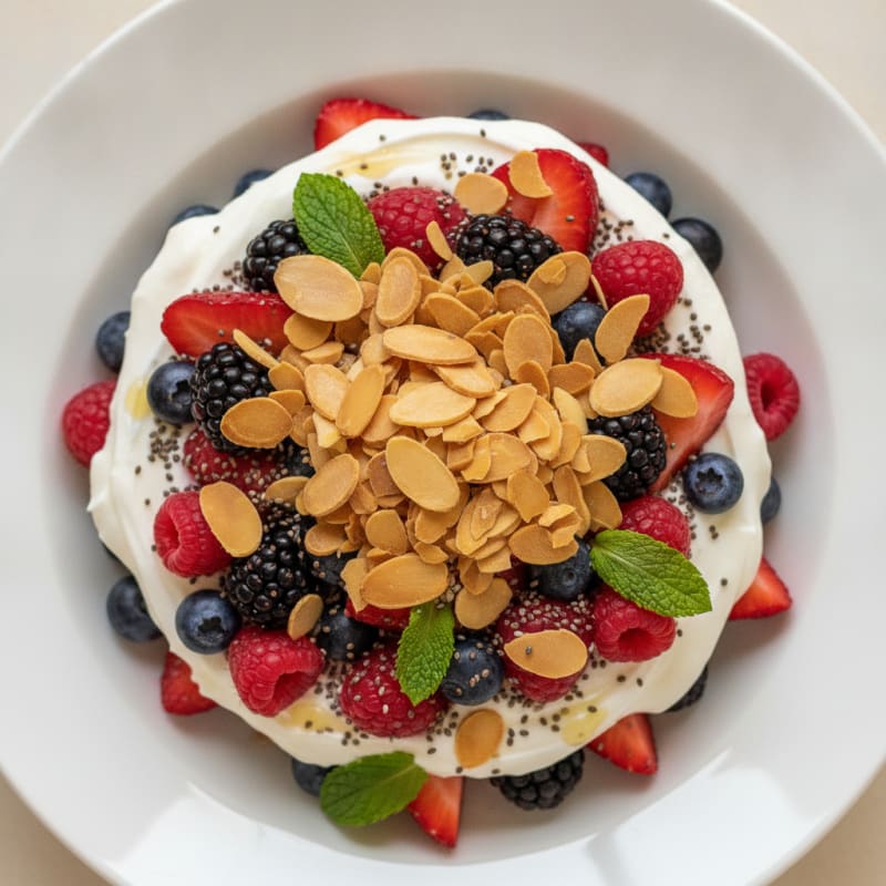 Silky Greek Yogurt Protein Parfait with Mixed Berries