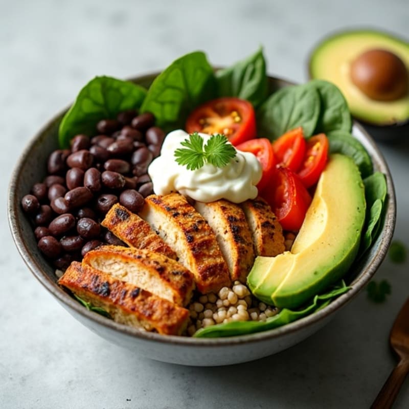 Fresh Black Bean Burrito Bowl with Creamy Avocado