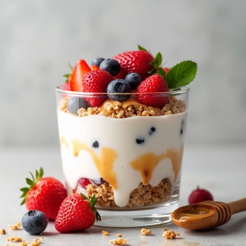 Creamy Greek Yogurt Parfait with Mixed Berries and Almond Butter
