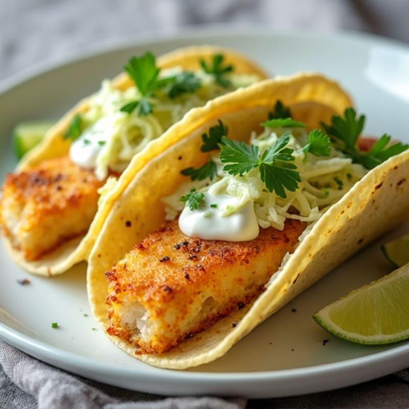 Crispy Baked Fish Tacos with Fresh Cabbage Slaw