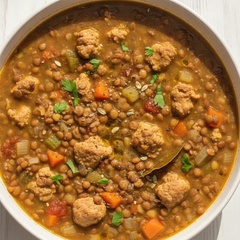 Hearty Greek-Style Lentil and Turkey Soup