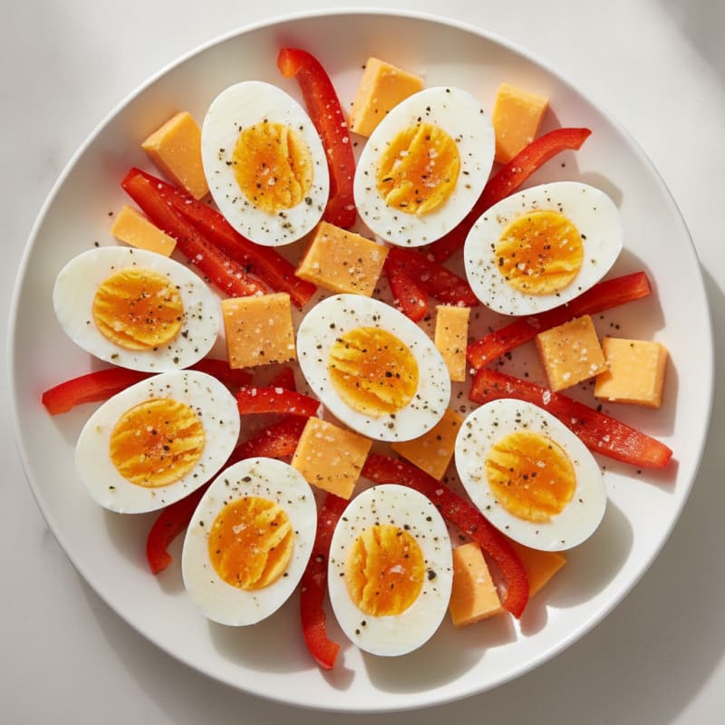 Hard-Boiled Eggs with Bell Peppers and Cheese