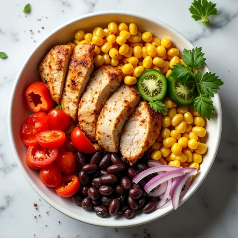 Sheet Pan Chicken Taco Bowls with Roasted Peppers and Corn