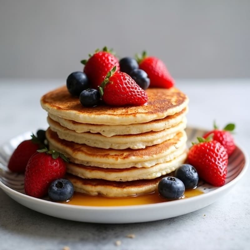 Fluffy Greek Yogurt Pancakes with Chia and Fresh Berries