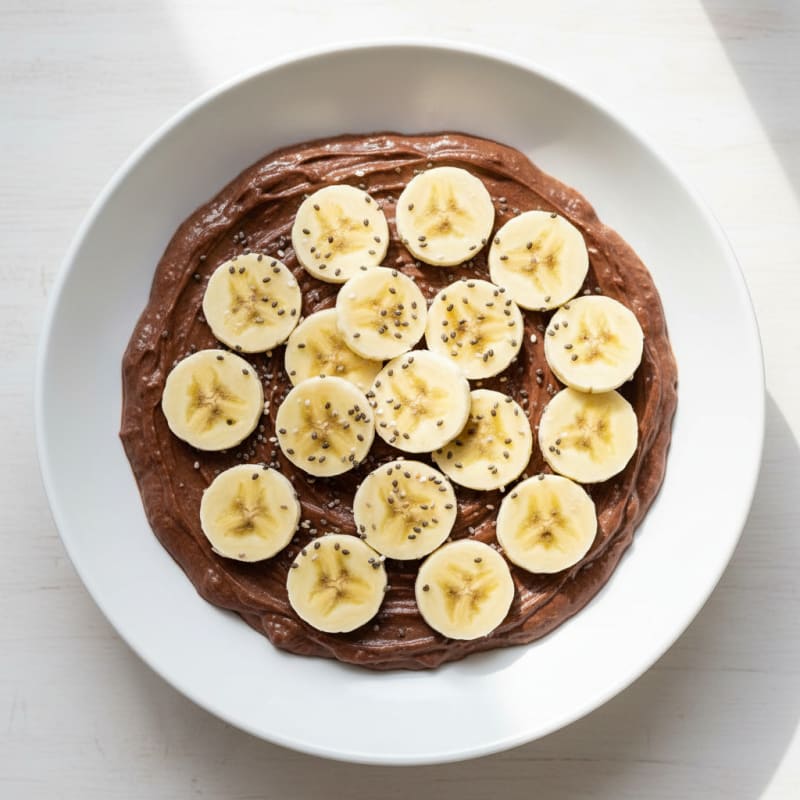 Chocolate Protein Pudding with Sliced Bananas