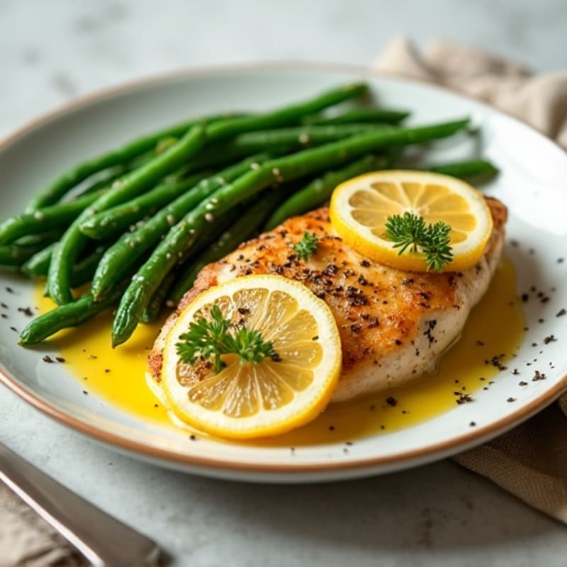 Lemon-Herb Roasted Chicken with Crispy Green Beans