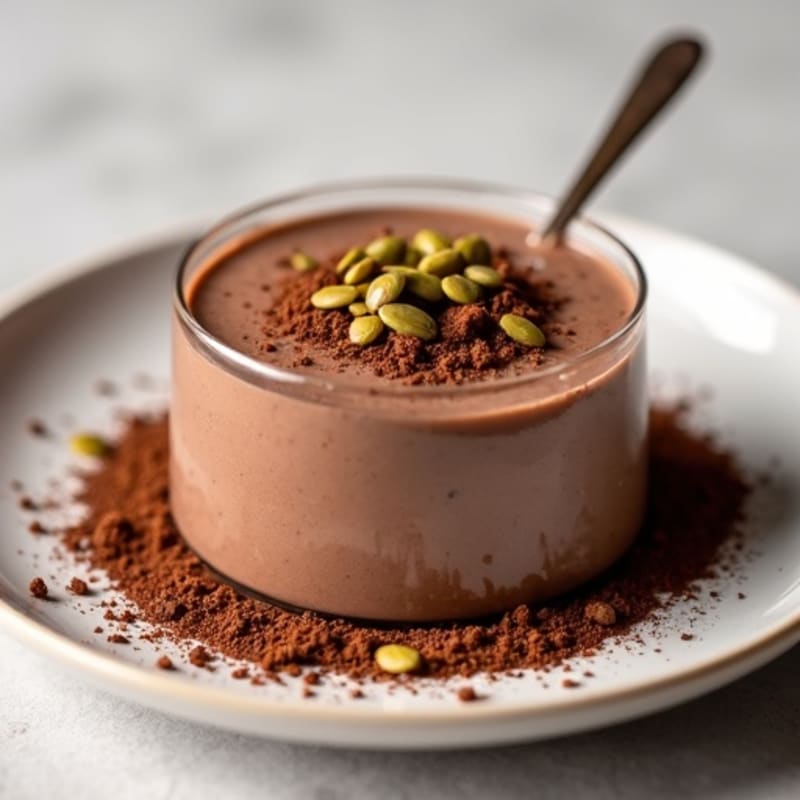 Silky Chocolate Protein Pudding with Toasted Pumpkin Seeds