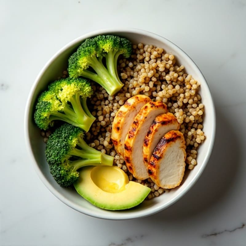 Grilled Chicken and Quinoa Power Bowl with Roasted Broccoli