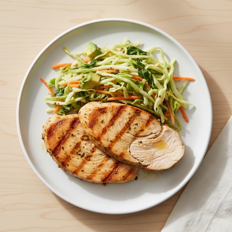 Grilled Turkey Breast with Crunchy Cabbage Slaw